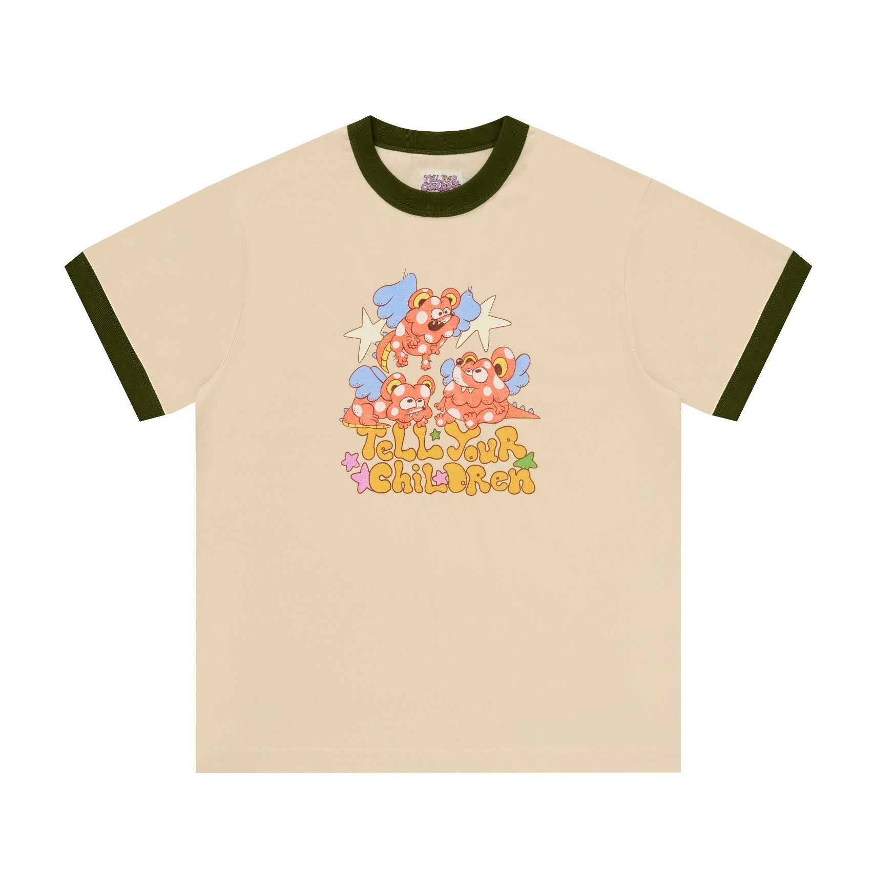 FLYING RATS RINGER TEE - CREAM