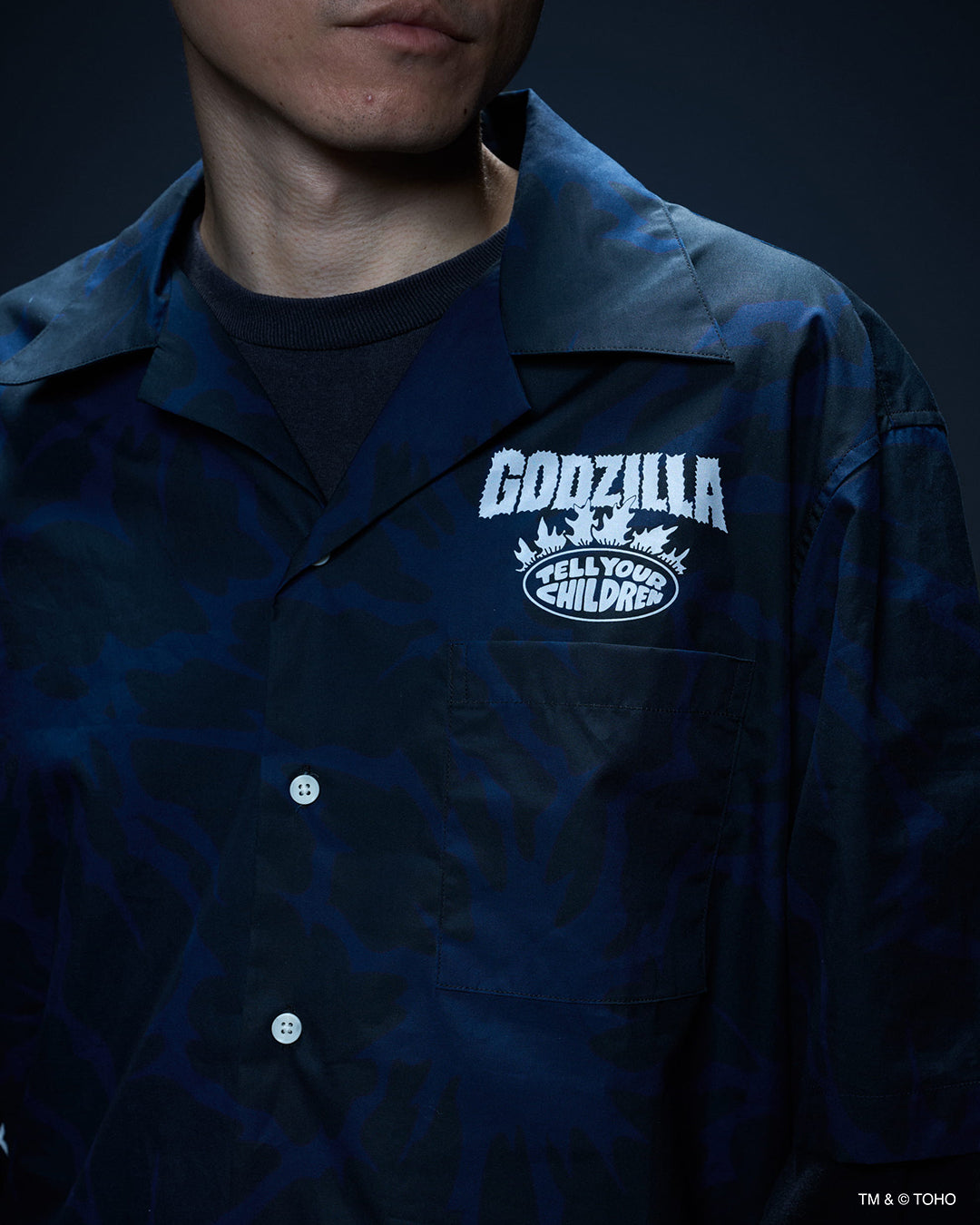 HEAT RAY PATTERN PRINTED SHIRT - NAVY BLUE