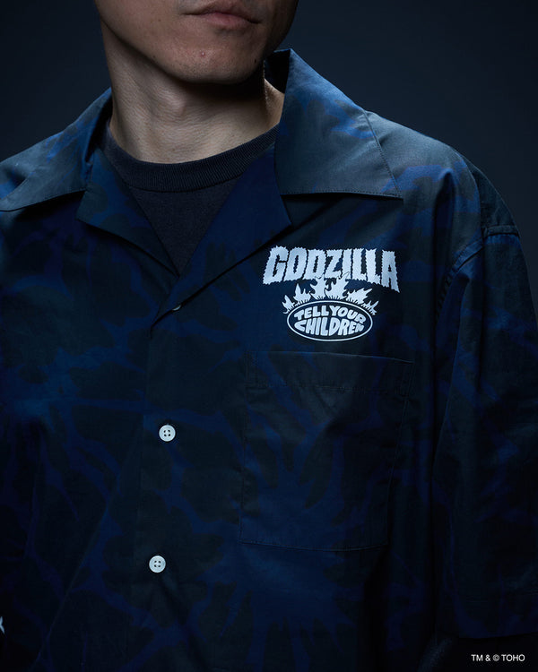 HEAT RAY PATTERN PRINTED SHIRT - NAVY BLUE
