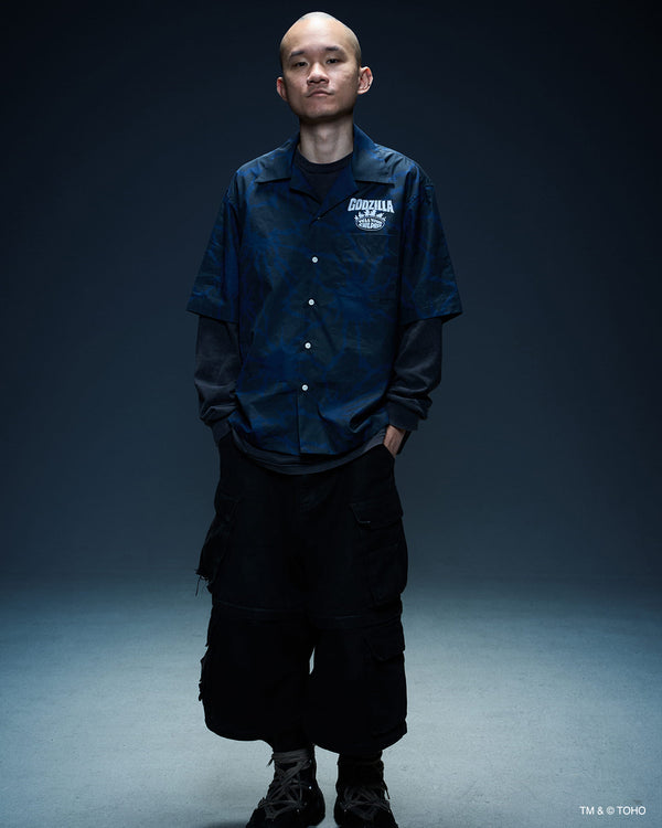 HEAT RAY PATTERN PRINTED SHIRT - NAVY BLUE