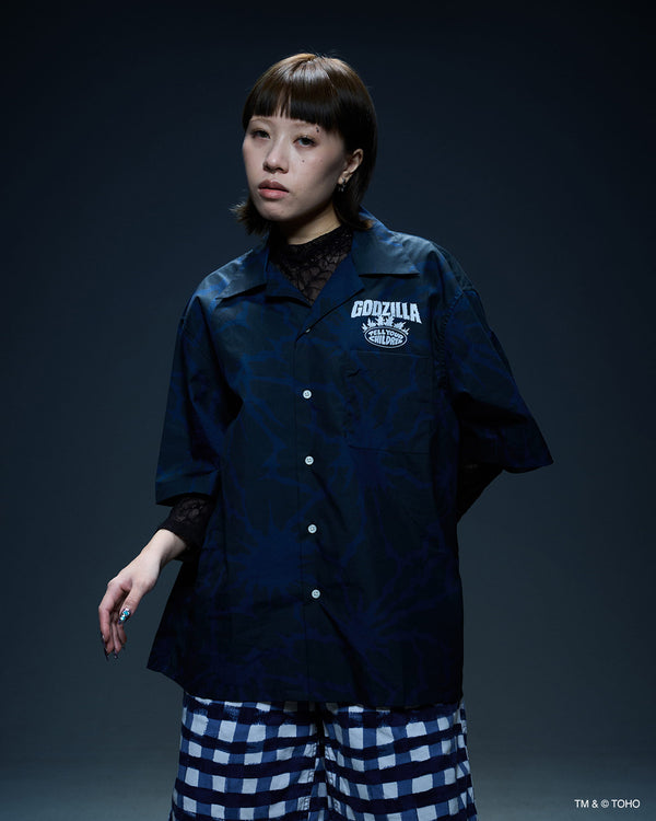 HEAT RAY PATTERN PRINTED SHIRT - NAVY BLUE