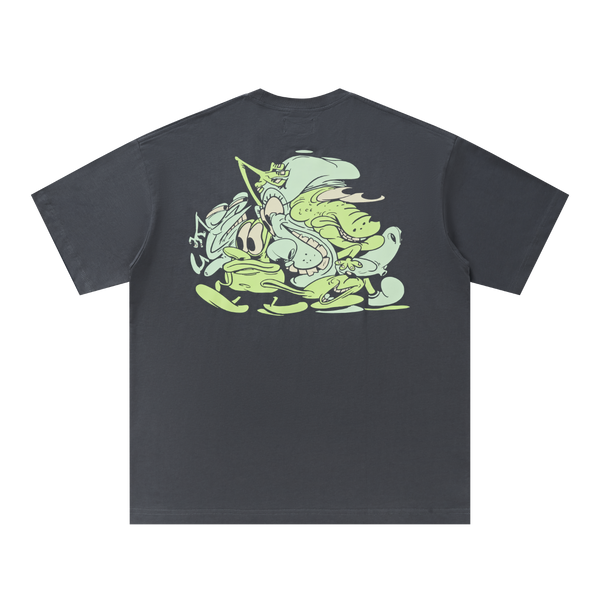 MASHED CREATURES TEE - GREEN BLUE